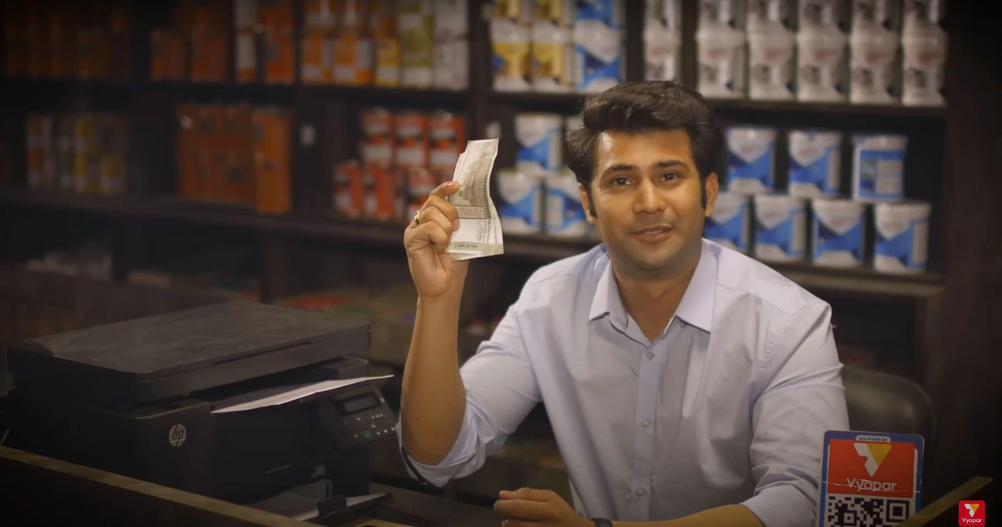 Vyapar campaign film with a small-business owner